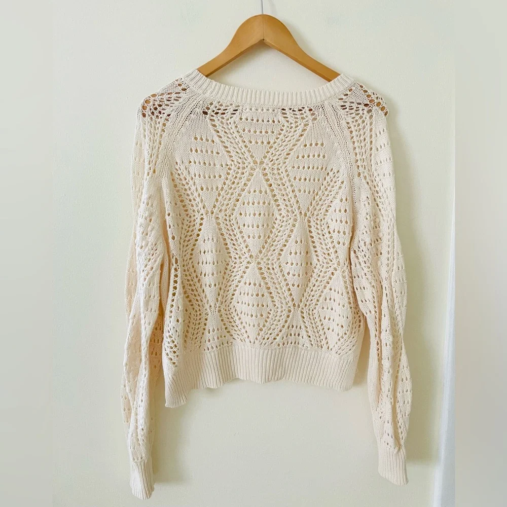 Lucky Brand Cream Open-Knit Sweater